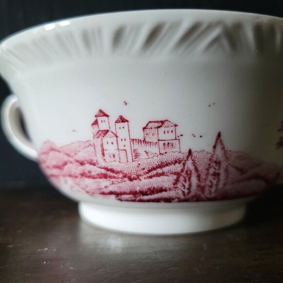 Vintage Warwick Tudor Rose Cream Soup Bowl Double Handled Bouillon Cup - Picture 2 of 10